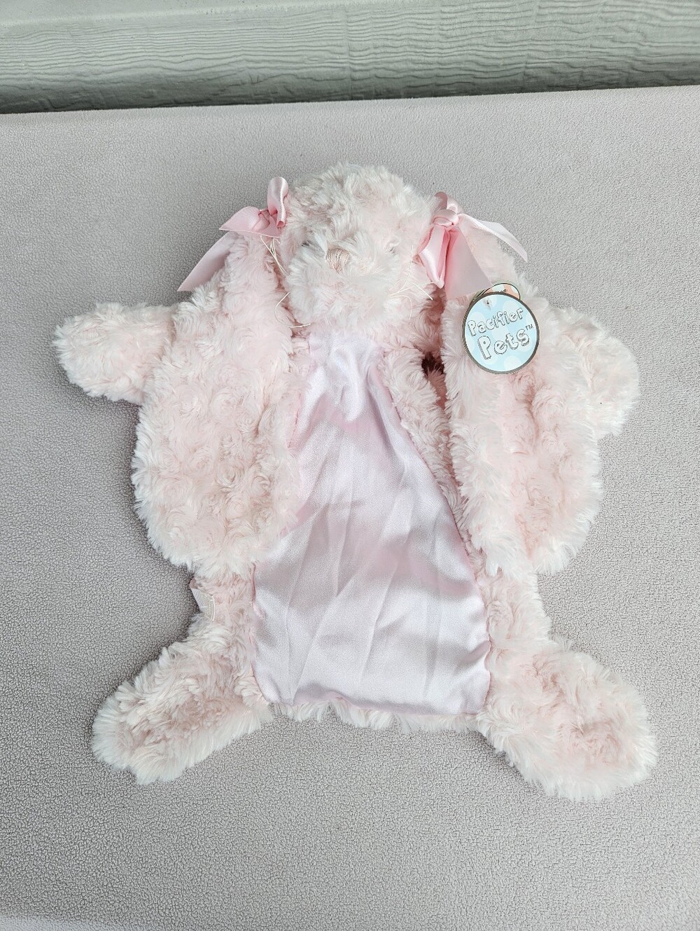 Bearington Baby Cottontail Pacifier Pets Pink Bunny Security Blanket Lovey Pouch